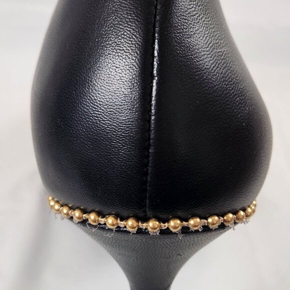 Coach Samantha Pump Heels with brass beadchain Trim Smooth Leather Size 9.5 - Picture 8 of 16